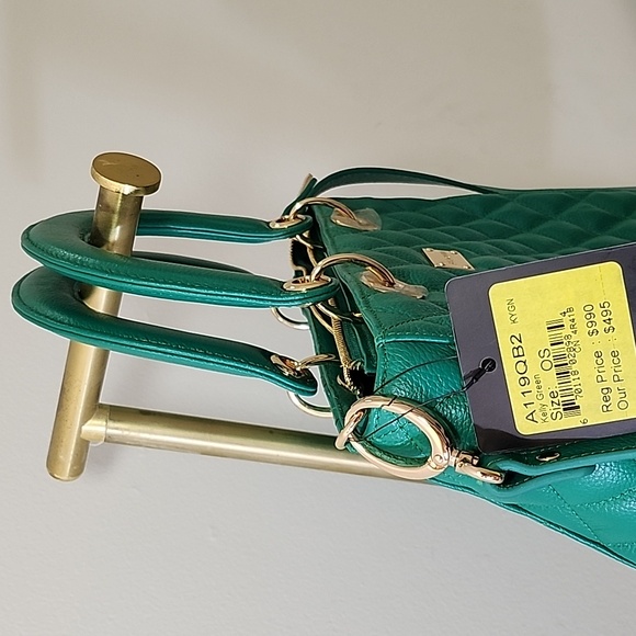 St. John Kelly quilted  Green Leather Sachel's handbag Preppy - Picture 7 of 16